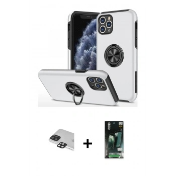 MARSİLYAN™- iPhone 11 Pro Max Kılıf Odak Form Prime - Siyah 360 Mat Full Body Arka Koruyucu + Pers Alüminyum Kamera Lens - SH