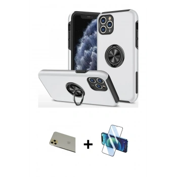 MARSİLYAN™- iPhone 11 Pro Max Kılıf Odak Form Prime - Siyah 3D Antistatik Cam Ekran Koruyucu + Rainbow Kamera Lens Koruma Cam - GD