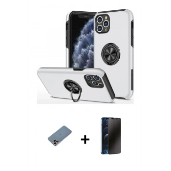 MARSİLYAN™- iPhone 11 Pro Max Kılıf Odak Form Prime - Siyah 3D Antistatik Hayalet Cam Ekran Koruyucu + Shine Kamera Lens Koruma Cam - GI