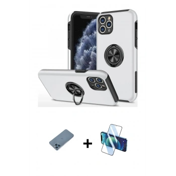 MARSİLYAN™- iPhone 11 Pro Max Kılıf Odak Form Prime - Siyah 3D Antistatik Seramik Nano Ekran Koruyucu + Shine Kamera Lens Koruma Cam - MI