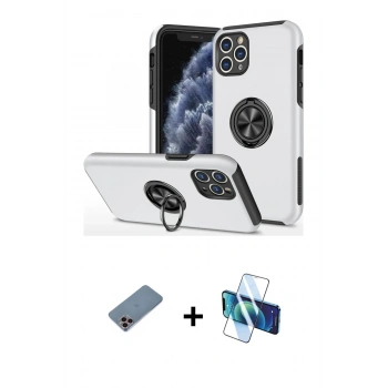 MARSİLYAN™- iPhone 11 Pro Max Kılıf Odak Form Prime - Siyah 3D Antistatik Seramik Nano Ekran Koruyucu + Shine Kamera Lens Koruma Cam - PE