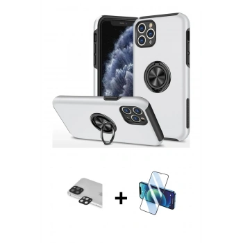 MARSİLYAN™- iPhone 11 Pro Max Kılıf Odak Form Prime - Siyah 3D Antistatik Seramik Nano Ekran Koruyucu + Pers Alüminyum Kamera Lens - SH