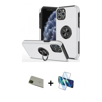 MARSİLYAN™- iPhone 11 Pro Max Kılıf Odak Form Prime - Siyah 3D Antistatik Seramik Nano Ekran Koruyucu + Rainbow Kamera Lens Koruma Cam - YL