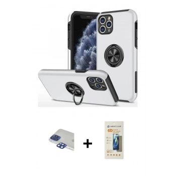 MARSİLYAN™- iPhone 11 Pro Max Kılıf Odak Form Prime - Siyah 6D Mat Seramik Hayalet Nano Ekran Koruyucu + Pers Alüminyum Kamera Lens - LT