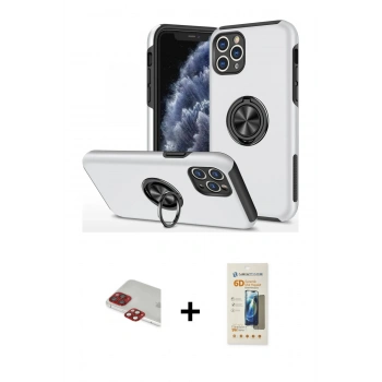 MARSİLYAN™- iPhone 11 Pro Max Kılıf Odak Form Prime - Siyah 6D Mat Seramik Hayalet Nano Ekran Koruyucu + Pers Alüminyum Kamera Lens - KI