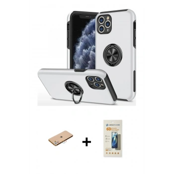 MARSİLYAN™- iPhone 11 Pro Max Kılıf Odak Form Prime - Siyah 6D Mat Seramik Hayalet Nano Ekran Koruyucu + Renkli Kamera Lens Koruma Cam - PE