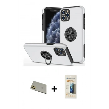 MARSİLYAN™- iPhone 11 Pro Max Kılıf Odak Form Prime - Siyah 6D Mat Seramik Hayalet Nano Ekran Koruyucu + Rainbow Kamera Lens Koruma Cam - GD