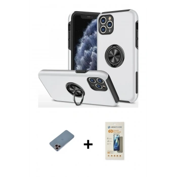 MARSİLYAN™- iPhone 11 Pro Max Kılıf Odak Form Prime - Siyah 6D Mat Seramik Hayalet Nano Ekran Koruyucu + Shine Kamera Lens Koruma Cam - PE