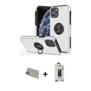 MARSİLYAN™- iPhone 11 Pro Max Kılıf Odak Form Prime - Siyah Bilvis Hayalet Cam Ekran Koruyucu + Rainbow Kamera Lens Koruma Cam - GD