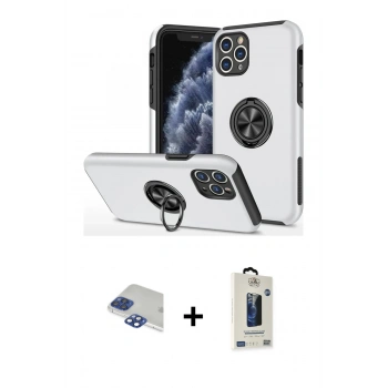 MARSİLYAN™- iPhone 11 Pro Max Kılıf Odak Form Prime - Siyah Bilvis Hayalet Cam Ekran Koruyucu + Pers Alüminyum Kamera Lens - LT