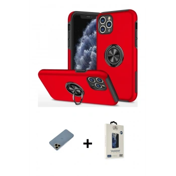 MARSİLYAN™- iPhone 11 Pro Max Kılıf Odak Form Prime - Siyah Bilvis Hayalet Cam Ekran Koruyucu + Shine Kamera Lens Koruma Cam - GD