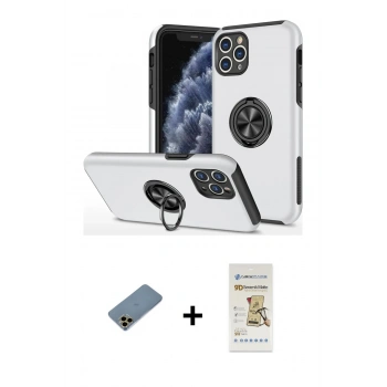 MARSİLYAN™- iPhone 11 Pro Max Kılıf Odak Form Prime - Siyah Mat Seramik Nano Ekran Koruyucu + Shine Kamera Lens Koruma Cam - GD