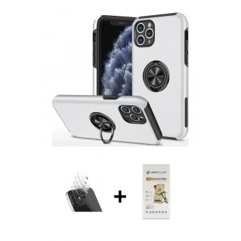 MARSİLYAN™- iPhone 11 Pro Max Kılıf Odak Form Prime - Siyah Mat Seramik Nano Ekran Koruyucu + Kamera Lens Koruma Cam - SF