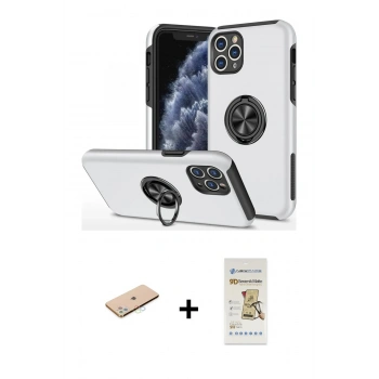 MARSİLYAN™- iPhone 11 Pro Max Kılıf Odak Form Prime - Siyah Mat Seramik Nano Ekran Koruyucu + Renkli Kamera Lens Koruma Cam - MI