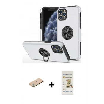 MARSİLYAN™- iPhone 11 Pro Max Kılıf Odak Form Prime - Siyah Mat Seramik Nano Ekran Koruyucu + Renkli Kamera Lens Koruma Cam - YL