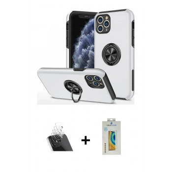MARSİLYAN™- iPhone 11 Pro Max Kılıf Odak Form Prime - Siyah Polymer Nano Ekran Koruyucu + Kamera Lens Koruma Cam - SF