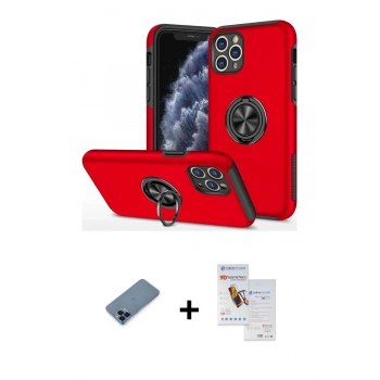 MARSİLYAN™- iPhone 11 Pro Max Kılıf Odak Form Prime - Siyah Seramik Nano Ekran Koruyucu + Metal Kamera Lens Koruma Cam - MI