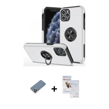 MARSİLYAN™- iPhone 11 Pro Max Kılıf Odak Form Prime - Siyah Seramik Nano Ekran Koruyucu + Metal Kamera Lens Koruma Cam - MR