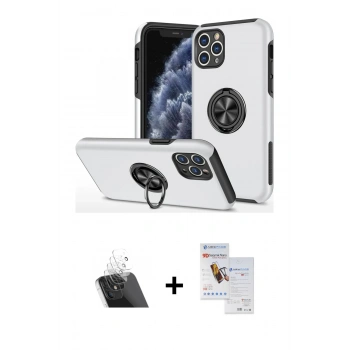 MARSİLYAN™- iPhone 11 Pro Max Kılıf Odak Form Prime - Siyah Seramik Nano Ekran Koruyucu + Kamera Lens Koruma Cam - SF
