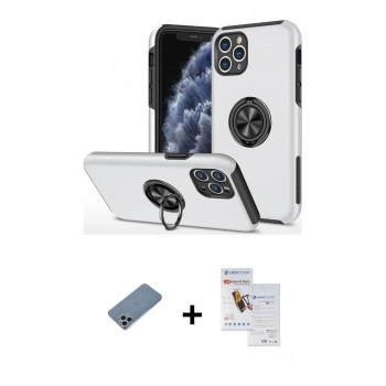 MARSİLYAN™- iPhone 11 Pro Max Kılıf Odak Form Prime - Siyah Seramik Nano Ekran Koruyucu + Shine Kamera Lens Koruma Cam - SABE