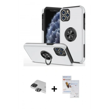 MARSİLYAN™- iPhone 11 Pro Max Kılıf Odak Form Prime - Siyah Seramik Nano Ekran Koruyucu + Pers Alüminyum Kamera Lens - SH
