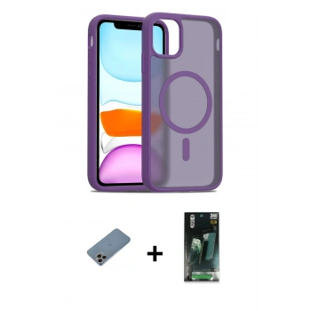 MARSİLYAN™- iPhone 11 Pro Max Kılıf Siluet Minimal Prime - Şeffaf 360 Full Body Arka Koruyucu + Shine Kamera Lens Koruma Cam - GI