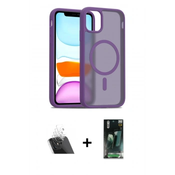 MARSİLYAN™- iPhone 11 Pro Max Kılıf Siluet Minimal Prime - Şeffaf 360 Full Body Arka Koruyucu + Kamera Lens Koruma Cam - SF
