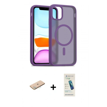 MARSİLYAN™- iPhone 11 Pro Max Kılıf Siluet Minimal Prime - Şeffaf Pasifik Cam Ekran Koruyucu + Renkli Kamera Lens Koruma Cam - MI