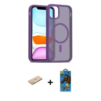 MARSİLYAN™- iPhone 11 Pro Max Kılıf Siluet Minimal Prime - Siyah 18D Cam Ekran Koruyucu + Renkli Kamera Lens Koruma Cam - YL