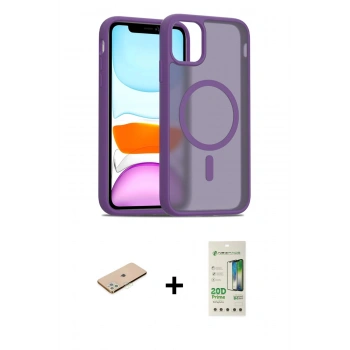 MARSİLYAN™- iPhone 11 Pro Max Kılıf Siluet Minimal Prime - Siyah 20D Premium Cam Ekran Koruyucu + Renkli Kamera Lens Koruma Cam - YL