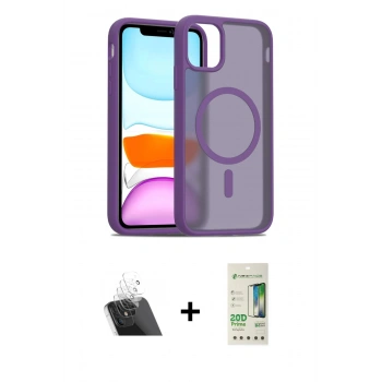 MARSİLYAN™- iPhone 11 Pro Max Kılıf Siluet Minimal Prime - Siyah 20D Premium Cam Ekran Koruyucu + Kamera Lens Koruma Cam - SF