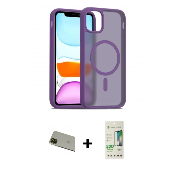 MARSİLYAN™- iPhone 11 Pro Max Kılıf Siluet Minimal Prime - Siyah 20D Premium Cam Ekran Koruyucu + Rainbow Kamera Lens Koruma Cam - YL