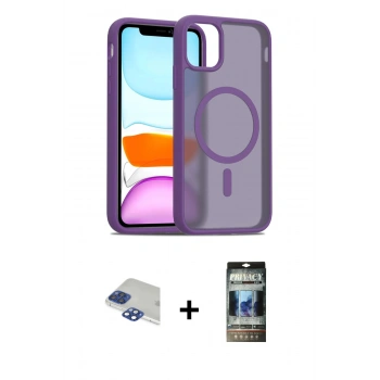 MARSİLYAN™- iPhone 11 Pro Max Kılıf Siluet Minimal Prime - Siyah 34D Hayalet Izgaralı Cam + Pers Alüminyum Kamera Lens - LT