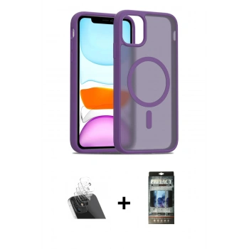 MARSİLYAN™- iPhone 11 Pro Max Kılıf Siluet Minimal Prime - Siyah 34D Hayalet Izgaralı Cam + Kamera Lens Koruma Cam - SF
