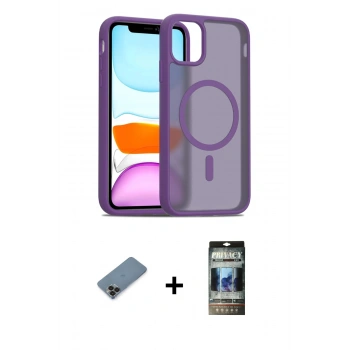 MARSİLYAN™- iPhone 11 Pro Max Kılıf Siluet Minimal Prime - Siyah 34D Hayalet Izgaralı Cam + Metal Kamera Lens Koruma Cam - SH