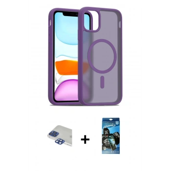 MARSİLYAN™- iPhone 11 Pro Max Kılıf Siluet Minimal Prime - Siyah 34D Izgaralı Cam + Pers Alüminyum Kamera Lens - LT