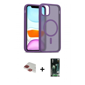 MARSİLYAN™- iPhone 11 Pro Max Kılıf Siluet Minimal Prime - Siyah 360 Mat Full Body Arka Koruyucu + Pers Alüminyum Kamera Lens - KI