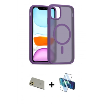 MARSİLYAN™- iPhone 11 Pro Max Kılıf Siluet Minimal Prime - Siyah 3D Antistatik Cam Ekran Koruyucu + Rainbow Kamera Lens Koruma Cam - GD