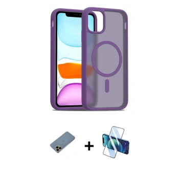 MARSİLYAN™- iPhone 11 Pro Max Kılıf Siluet Minimal Prime - Siyah 3D Antistatik Cam Ekran Koruyucu + Shine Kamera Lens Koruma Cam - GD