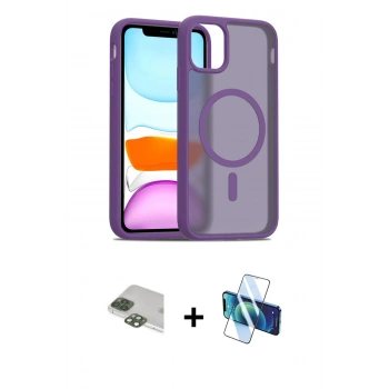 MARSİLYAN™- iPhone 11 Pro Max Kılıf Siluet Minimal Prime - Siyah 3D Antistatik Cam Ekran Koruyucu + Pers Alüminyum Kamera Lens - YL