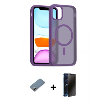 MARSİLYAN™- iPhone 11 Pro Max Kılıf Siluet Minimal Prime - Siyah 3D Antistatik Hayalet Cam Ekran Koruyucu + Metal Kamera Lens Koruma Cam - GD
