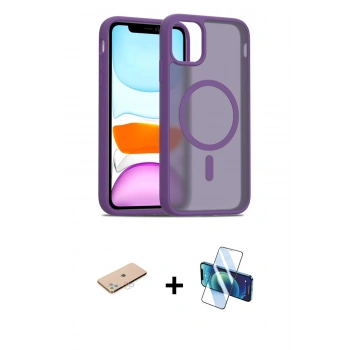 MARSİLYAN™- iPhone 11 Pro Max Kılıf Siluet Minimal Prime - Siyah 3D Antistatik Seramik Nano Ekran Koruyucu + Renkli Kamera Lens Koruma Cam - MI