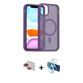 MARSİLYAN™- iPhone 11 Pro Max Kılıf Siluet Minimal Prime - Siyah 3D Antistatik Seramik Nano Ekran Koruyucu + Pers Alüminyum Kamera Lens - KI