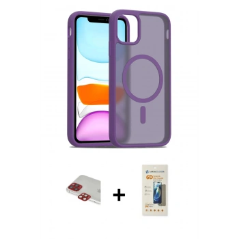 MARSİLYAN™- iPhone 11 Pro Max Kılıf Siluet Minimal Prime - Siyah 6D Mat Seramik Hayalet Nano Ekran Koruyucu + Pers Alüminyum Kamera Lens - KI