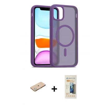 MARSİLYAN™- iPhone 11 Pro Max Kılıf Siluet Minimal Prime - Siyah 6D Mat Seramik Hayalet Nano Ekran Koruyucu + Renkli Kamera Lens Koruma Cam - YL