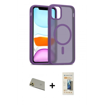 MARSİLYAN™- iPhone 11 Pro Max Kılıf Siluet Minimal Prime - Siyah 6D Mat Seramik Hayalet Nano Ekran Koruyucu + Rainbow Kamera Lens Koruma Cam - GD