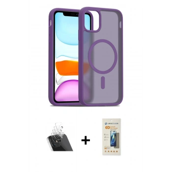 MARSİLYAN™- iPhone 11 Pro Max Kılıf Siluet Minimal Prime - Siyah 6D Mat Seramik Hayalet Nano Ekran Koruyucu + Kamera Lens Koruma Cam - SF