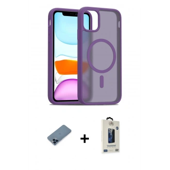 MARSİLYAN™- iPhone 11 Pro Max Kılıf Siluet Minimal Prime - Siyah Bilvis Hayalet Cam Ekran Koruyucu + Metal Kamera Lens Koruma Cam - MI