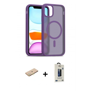 MARSİLYAN™- iPhone 11 Pro Max Kılıf Siluet Minimal Prime - Siyah Bilvis Hayalet Cam Ekran Koruyucu + Renkli Kamera Lens Koruma Cam - SI