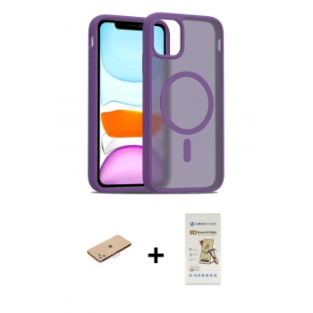 MARSİLYAN™- iPhone 11 Pro Max Kılıf Siluet Minimal Prime - Siyah Mat Seramik Nano Ekran Koruyucu + Renkli Kamera Lens Koruma Cam - PE